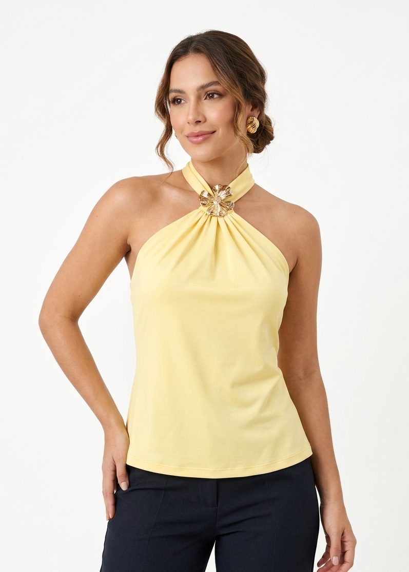 Blusa Halter detalle de Flor