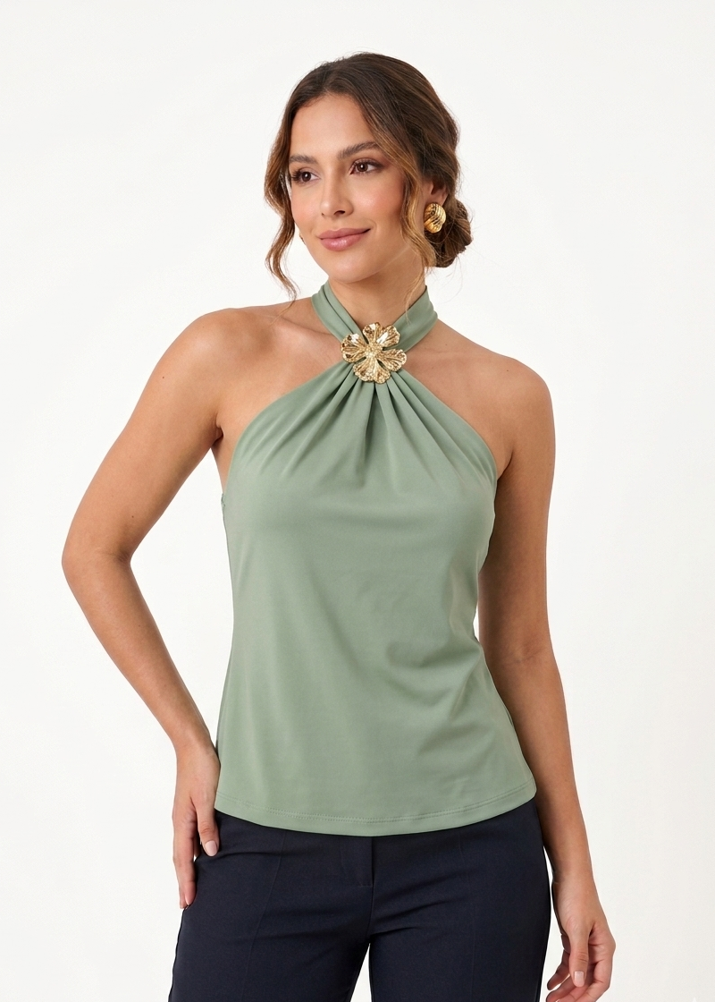 Blusa Halter detalle de Flor
