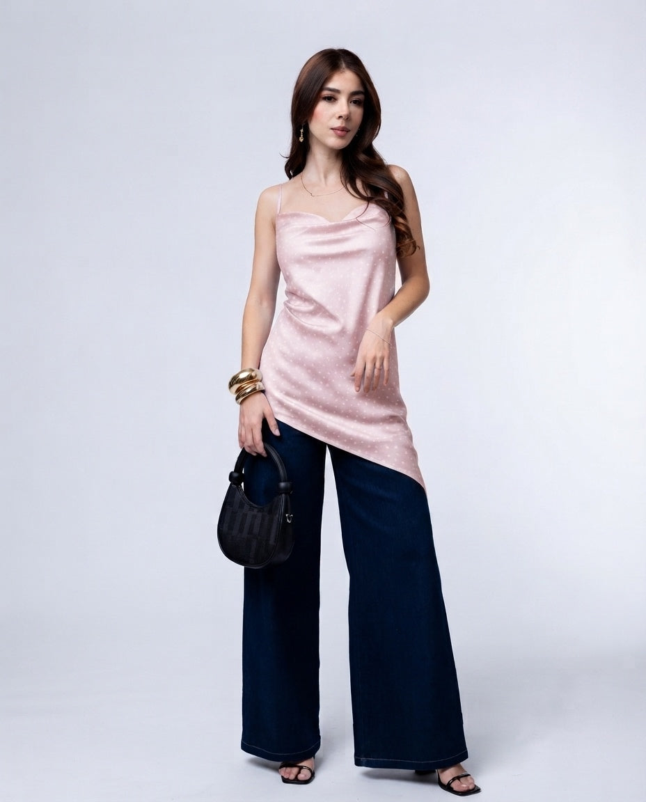 Blusa Asimétrica Lunares