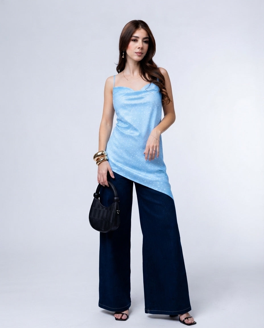 Blusa Asimétrica Lunares