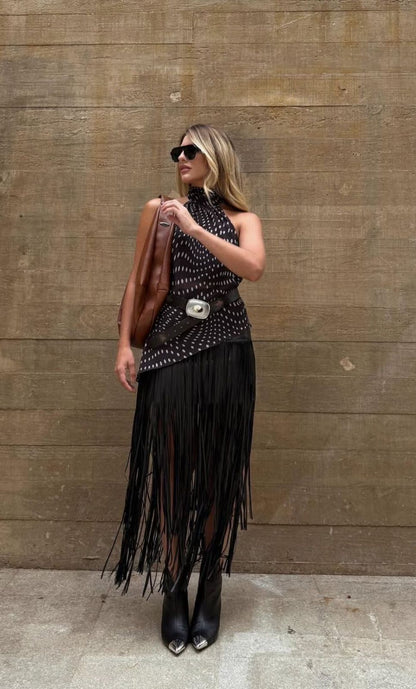 Falda Midi Flecos