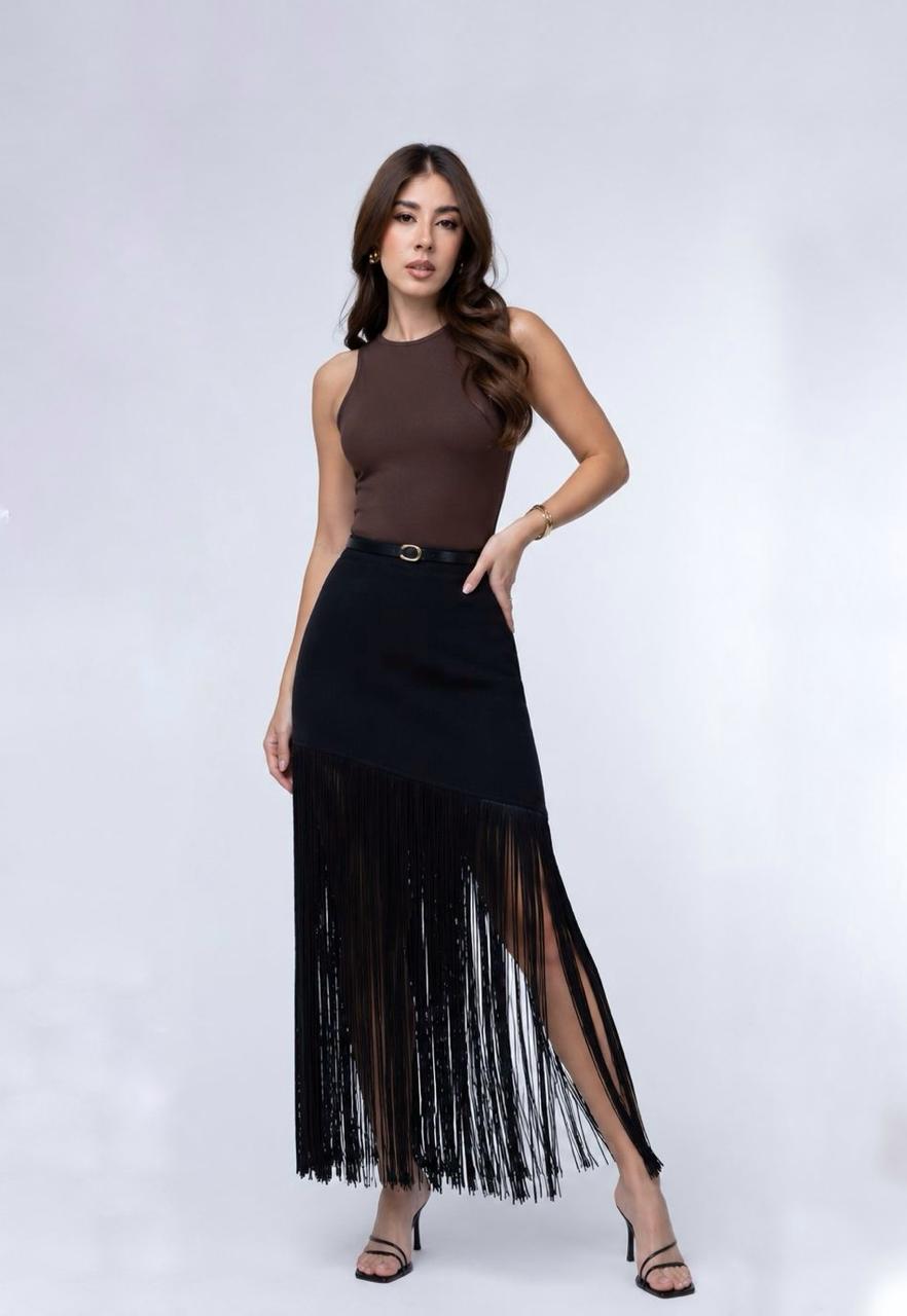 Falda Midi Flecos