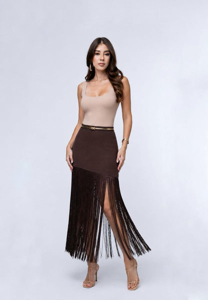 Falda Midi Flecos