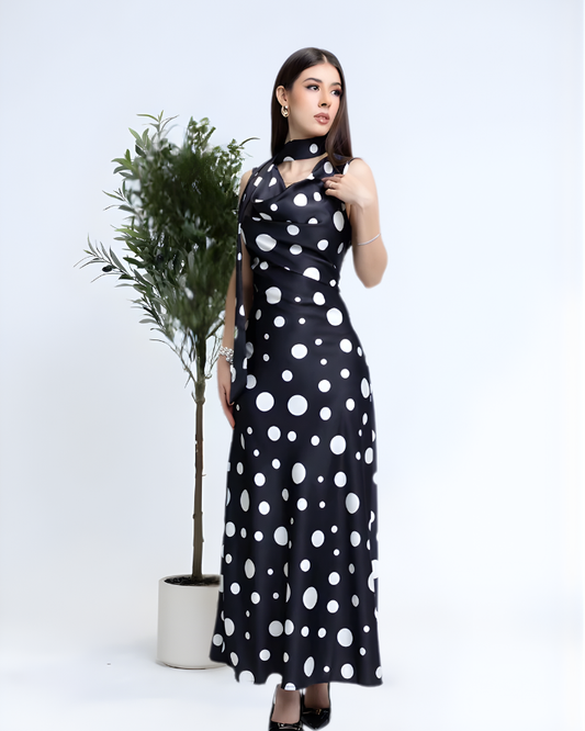Vestido de Puntos /Satinado