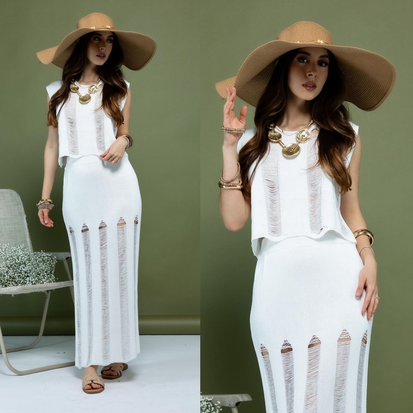 Set Falda y Blusa Rasgada