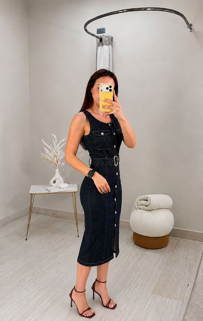 Vestido Midi Mezclilla Botones