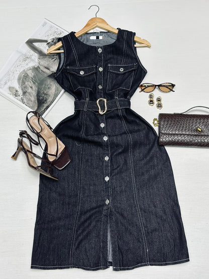 Vestido Midi Mezclilla Botones