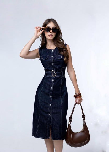 Vestido Midi Mezclilla Botones