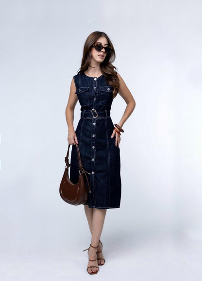 Vestido Midi Mezclilla Botones
