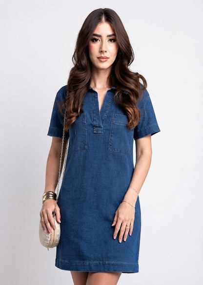 Vestido Corto Polo Mezclilla