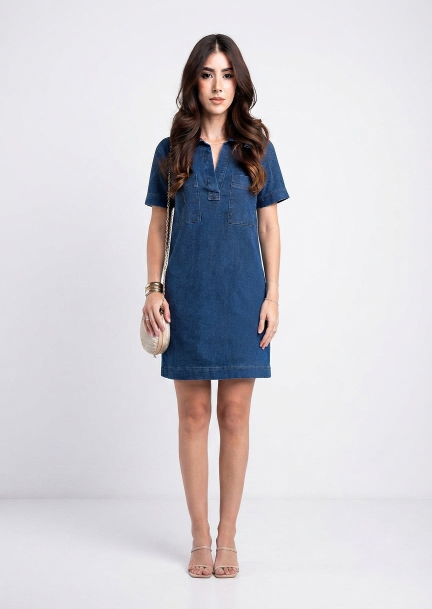 Vestido Corto Polo Mezclilla