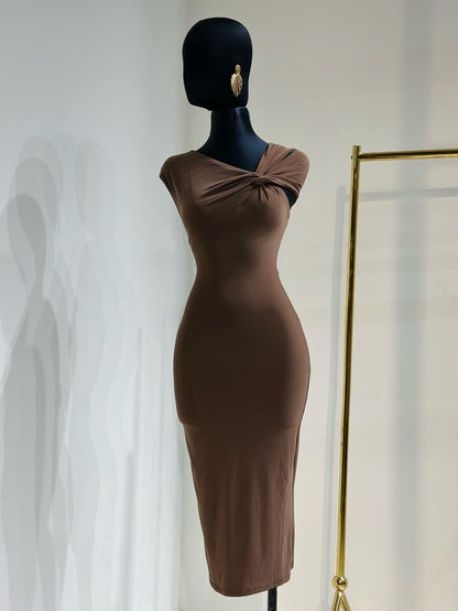 Vestido Ribbed Detalle en Hombro