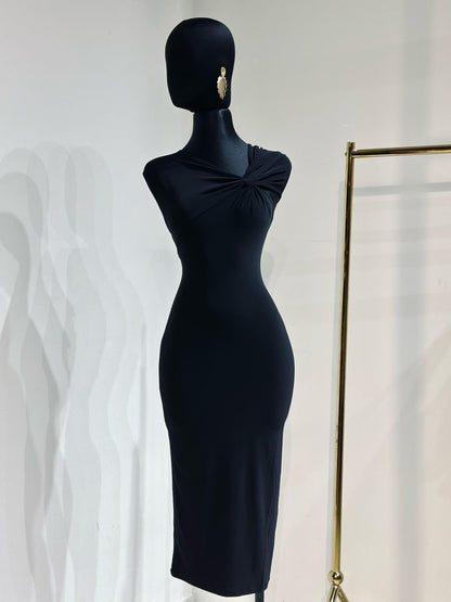 Vestido Ribbed Detalle en Hombro