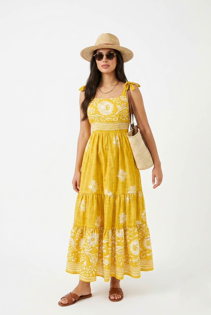Vestido de tirantes con estampado de verano
